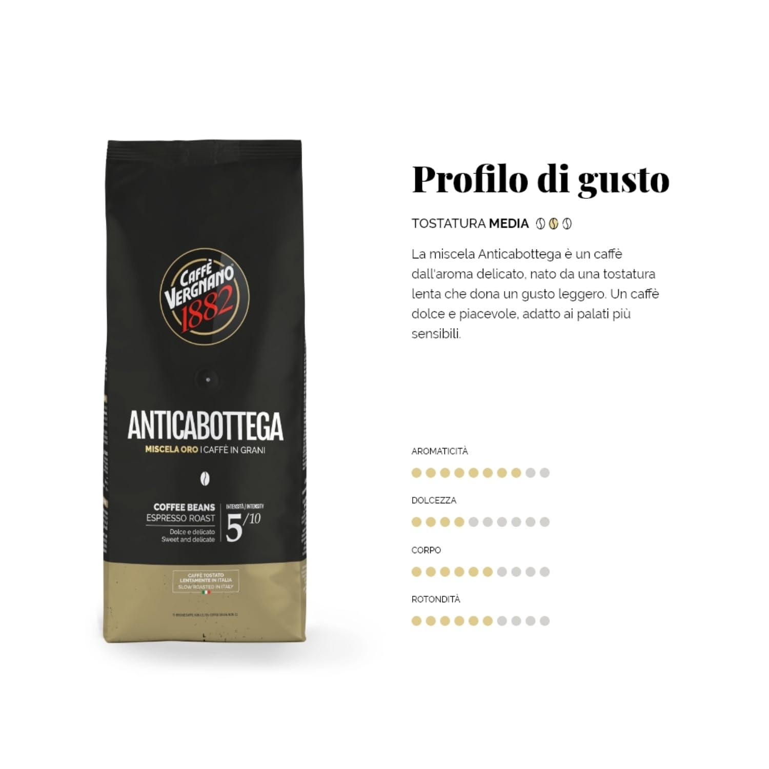 Caffè Vergnano 1882 Kaffeebohnen Anticabottega - 1 Packung enthält 1 Kg (Packung mit 2)