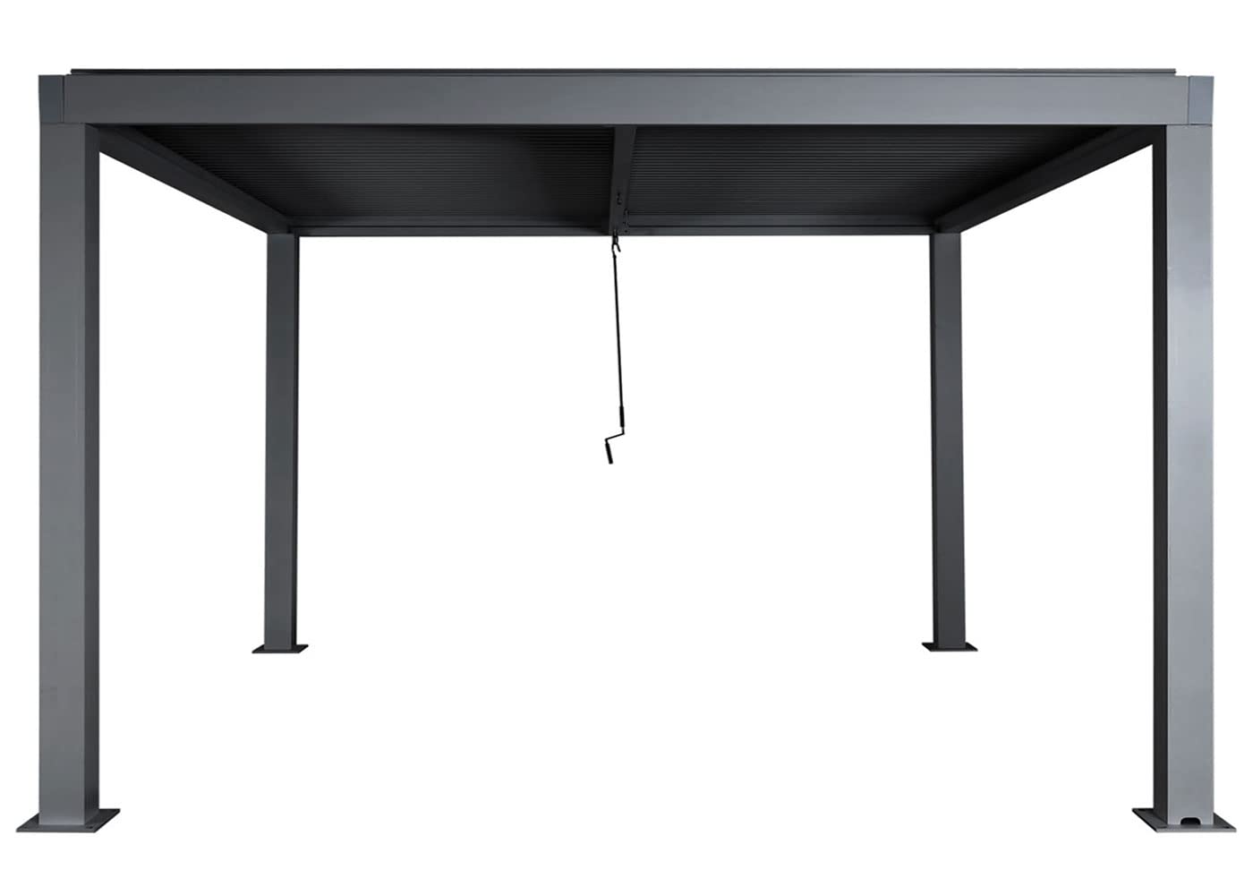 Pergola HWC-L46, pawilon ogrodowy lamelkowy, stelaż aluminiowy 10 cm, rynna deszczowa odporna na sztorm, 3 x 4 m - antracyt