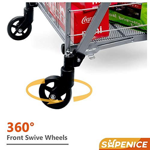 Supenice Jumbo Shopping Cart With Double Basket Grocery Cart-160 Lbs Capacity Deluxe Folding Shopping Cart thumb #8