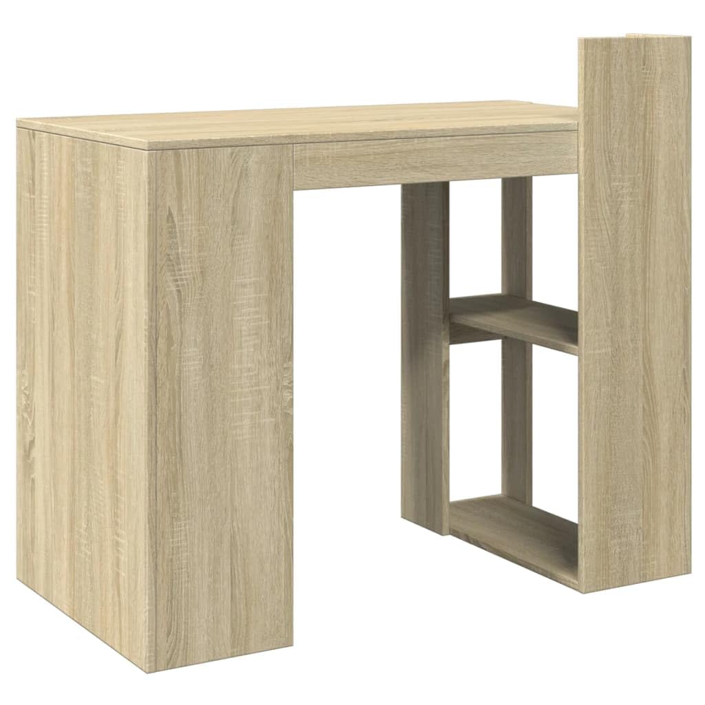Escritorio pequeño para estudiantes, roble Sonoma, 103,5 x 56,5 x 94 cm, material de madera con amplio espacio de almacenamiento y diseño que ahorra espacio para pequeñas oficinas