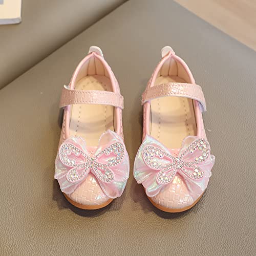 Fashion Summer Children Sandals Girls Casual Shoes Flat Bottom Lightweight Rhinestone Ribbon Bow (Pink, 12 Little Child)4