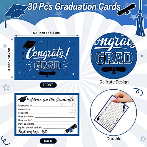 Image of Funrous Large 2026 Blue and Black Graduation Card Box with 30 Pcs Advice Card Gift Money Box Congrats Grad 3D Cap Top Holder Class of 2026 Party Decorations College Graduation Supplies