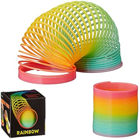 Cepewa 1 x Rainbow Spiral Spring Spiral Running Feather Diameter Approx. 70 mm Height Approx. 65 mm Rainbow Colours Plastic Cover