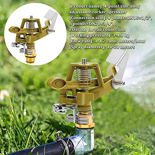2 Pieces 1/2 Inch Brass Impact Sprinkler, Heavy Duty Sprinkler Head With Nozzles, Adjustable 0-360 Degrees Watering Sprinklers For Yard, Lawn And Grass Irrigation #TOP6