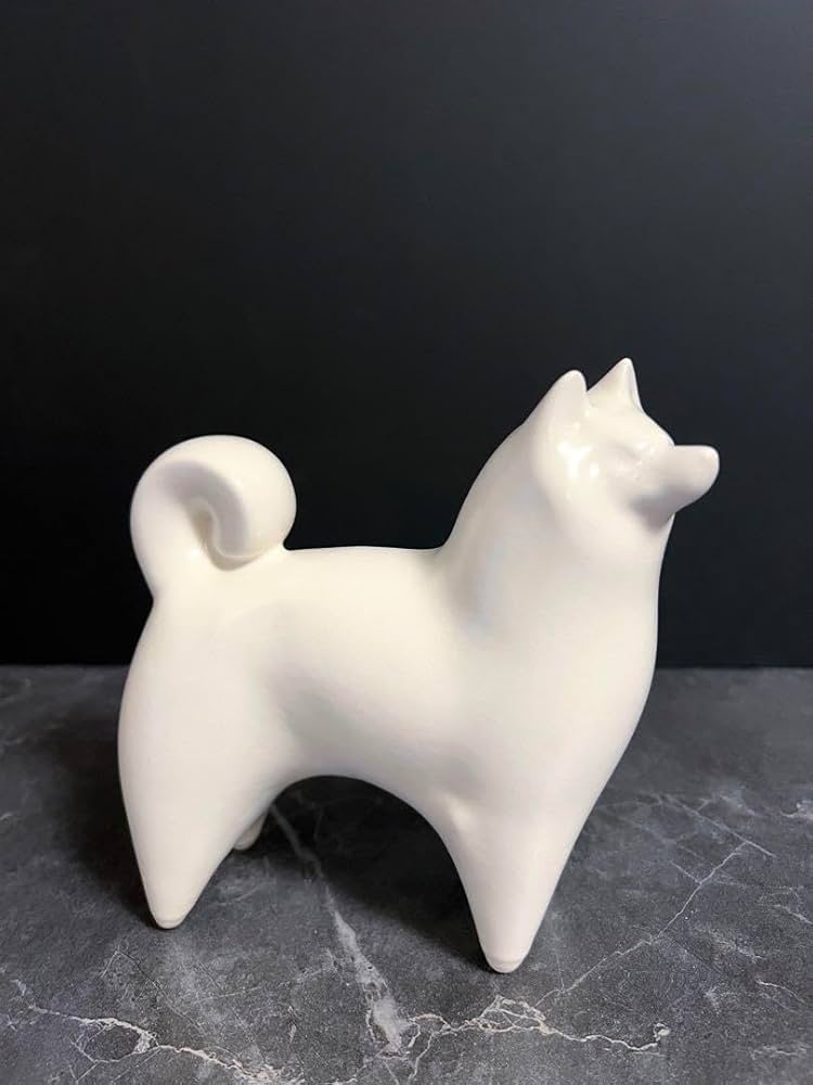 Amazon.co.jp: 瑞犬白磁置物 陶器 平安寺内 縁起物 吉祥 犬 柴犬