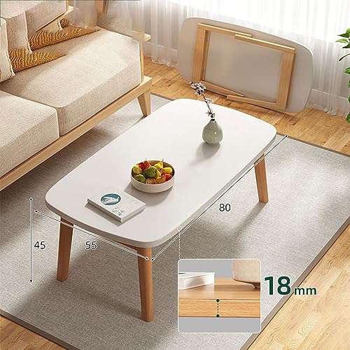 Table basse pliable double usage bois massif solide et compacte 80x55x45 cm - 3