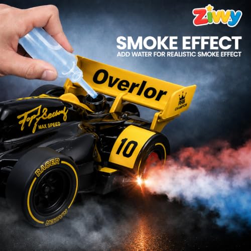 Image of F1 Remote Control Car - Black | Formula 1 Car | Toys for Boys & Girls | rc car 4x4 | Toy Car| High-Speed RC Toy Car | LED Headlight | Smoke Feature | Birthday Gift for Kids