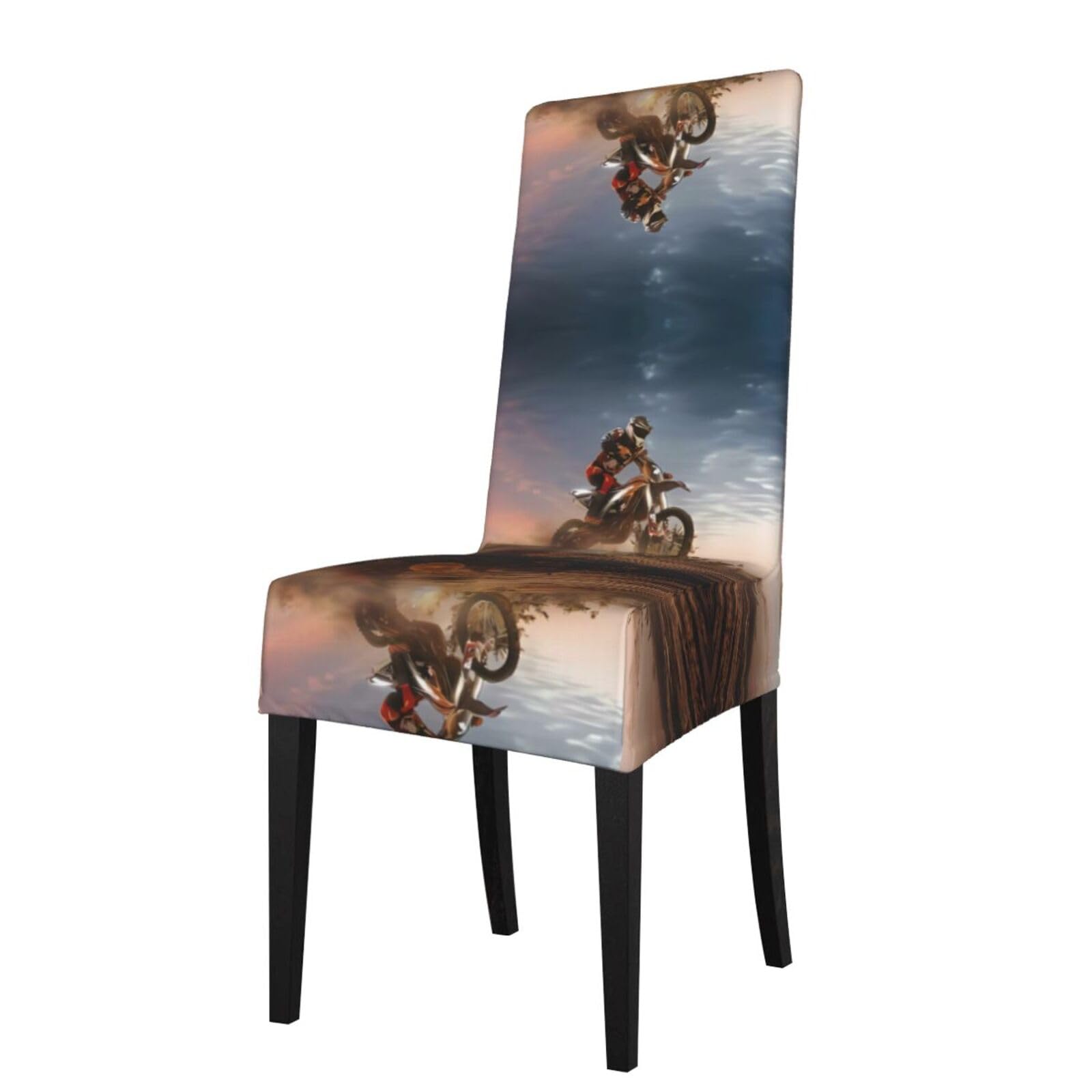 Yyhwhjde Black Motocross Prints Dining Chair Throw Covers - Stretchable Spandex Slipcovers For Chair Protection & Refreshing Your Dining Room