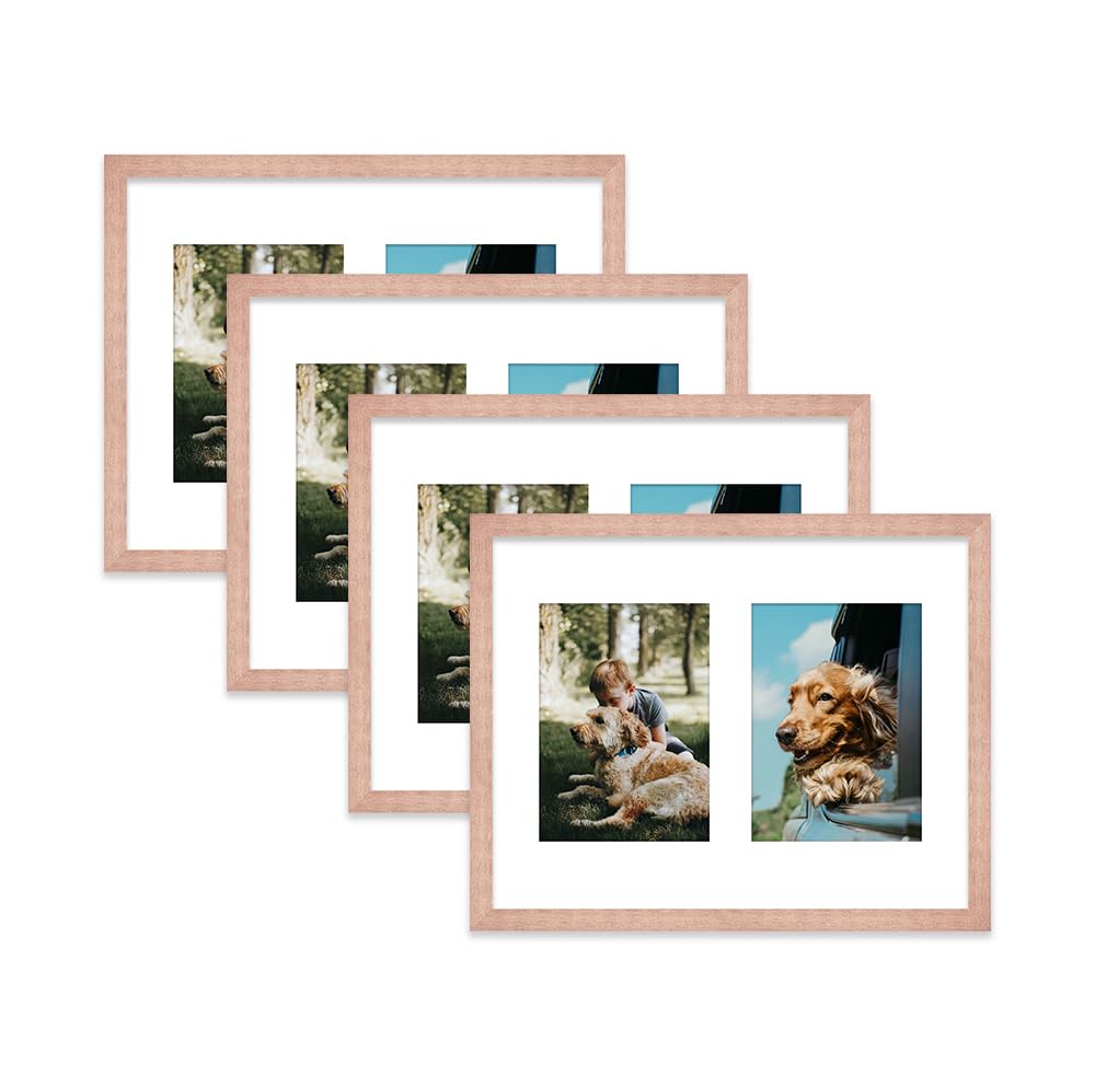 Bronze Multi Photo Frame - Holds 2 x 7x5 Pictures, Family Collage Picture Frame for Wall Display, 14x11 Frame size, Set of 4