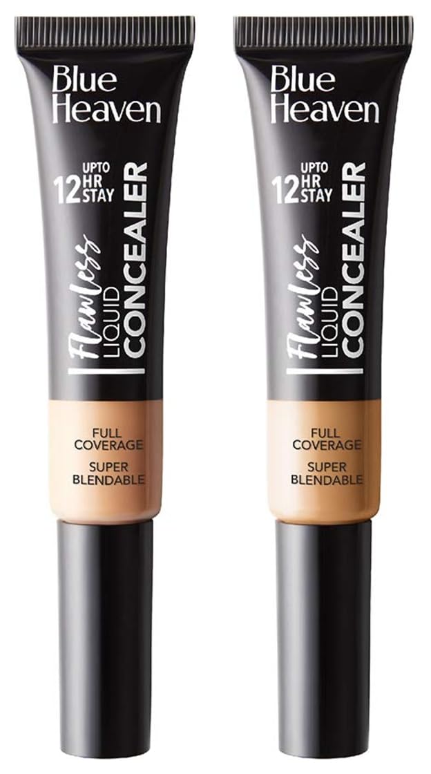 Blue Heaven Flawless Liquid Full coverage Matte Finish All Skin Concealer, Honey, 17 ml+ Flawless Liquid Concealer, Caramel, 17 ml
