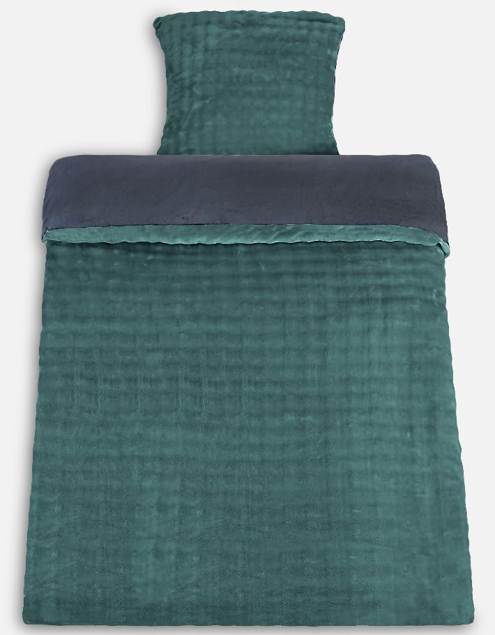 Leonado Vicenti Plüsch Bettwäsche 135x200 cm + 80x80 cm Bubble Cashmere Touch extra warm, Winter – Grün