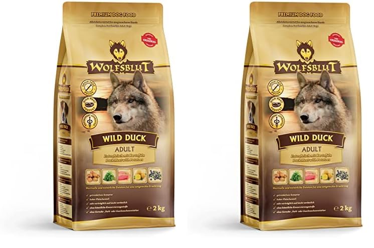 Wolfsblut - Wild Duck Adult - 2 kg - Ente - Trockenfutter - Hundefutter - Getreidefrei (Packung mit 2)