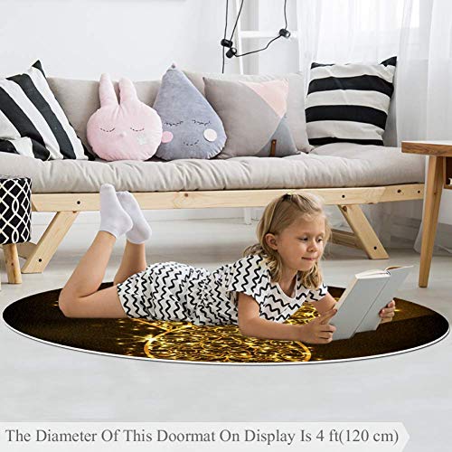 Tapis rond antidérapant résistant en polyester pour salle de jeux - 4