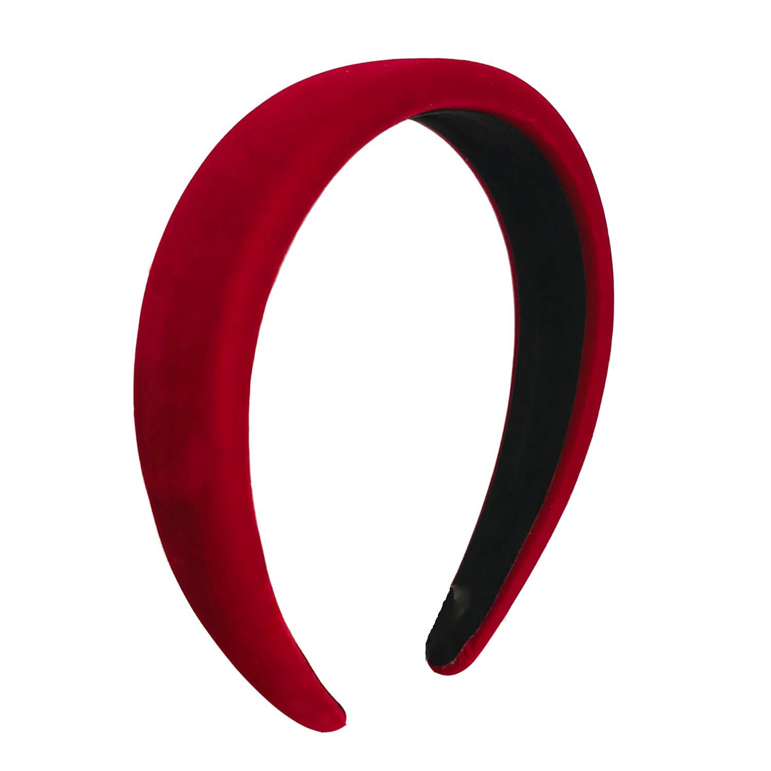 Red Velvet Padded Headbands for Women Soft Christmas Thick headbands Fashion Non slip Comfortable Head Bands for Women and girls hair bands for women's hair (Red, one size)