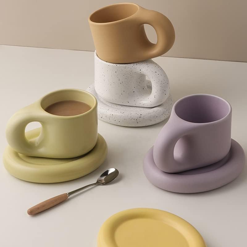 Kopjes voor Latte Macchiato met bijpassende schoteltjes, 9 oz, voor kantoor en thuis - perfect voor koffieliefhebbers en stellen (Crèmekleur Kopjes voor Latte Macchiato met bijpassende schoteltjes, 9 oz, voor kantoor en thuis - perfect voor koffieliefhebbers en stellen (Crèmekleur