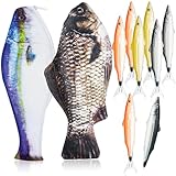 Outus 2 Pcs Fish Pencil Case and 8 Pcs Fish Pens Set Christmas Bag Gift Realistic Fishing Funny Pencil Pouch with Padded Thick Foam Lining for Office Birthday Party Halloween(Black and Blue,Cool)