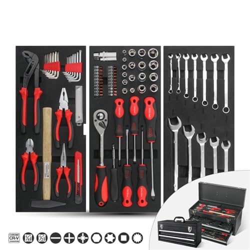 Set de herramientas mecánicas 85 piezas en caja metálica miniatura 2