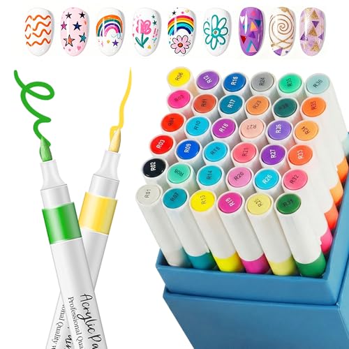 Image of CAHIUYOA 36 Colors Nail Art Pens for Painting Nails,3D Nail Art Markers | Quick-drying,Highly Pigmented,Strong Coverage,Long-lasting Nail Polish Pens,DIY Nail Design for Home Salon