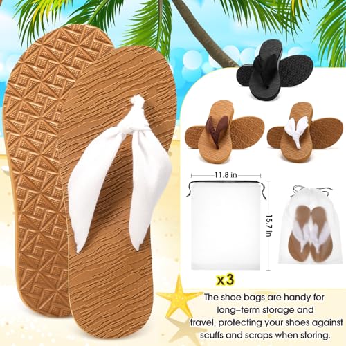 3 Pairs Flip Flops for Women Arch Support Thong Sandals with Bags Comfortable Cushion Summer Beach Sandals Bohemian2