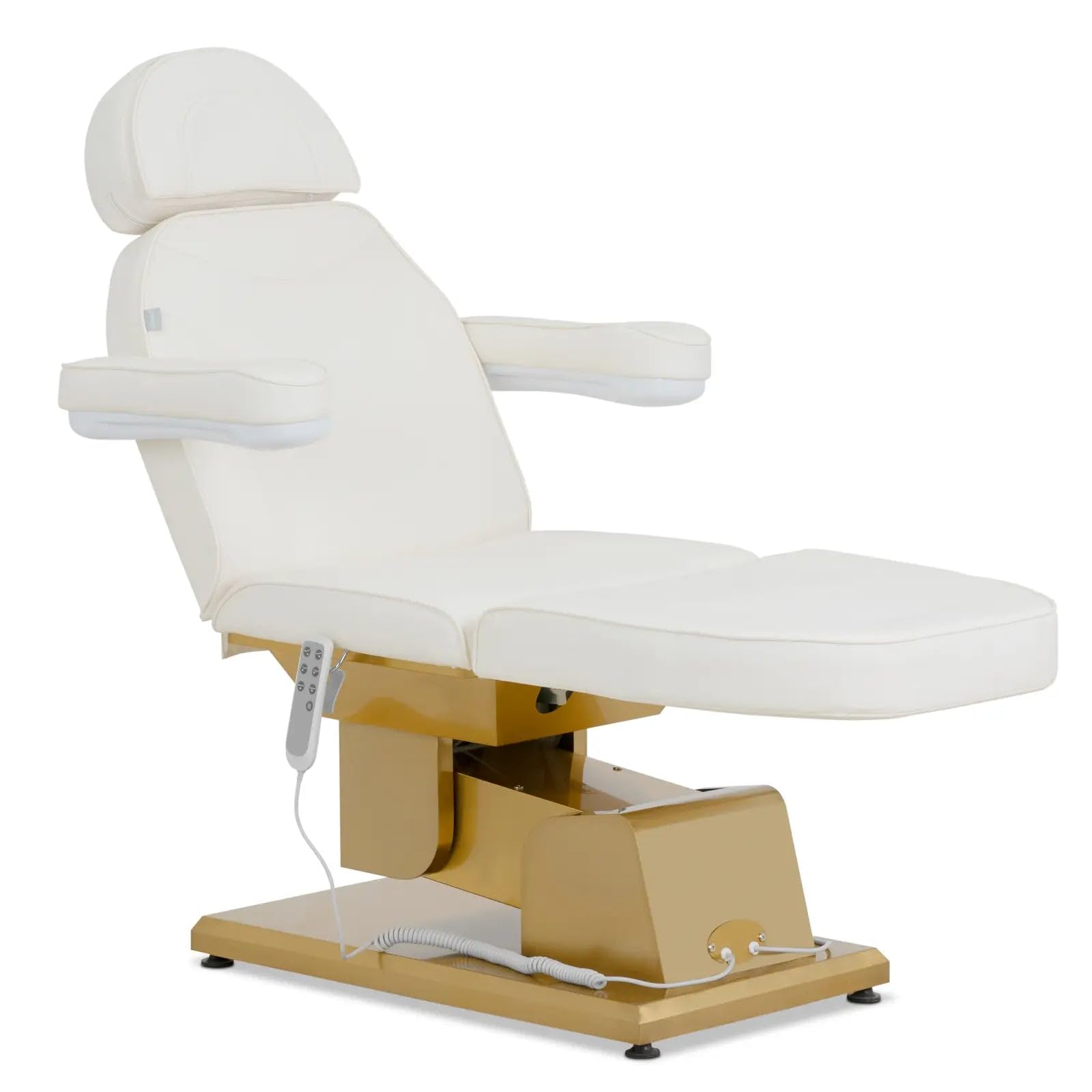 Helloshop26 Table de Massage électrique Professionnel 200 kg chauffante 3 Moteurs doré Blanc 14_0010000