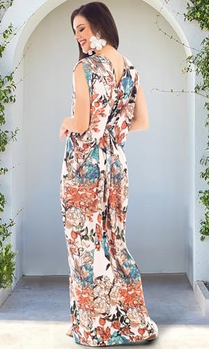 Image of KOH KOH Womens Long V-Neck Grecian Goddess Wedding Guest Maxi Dress Gown