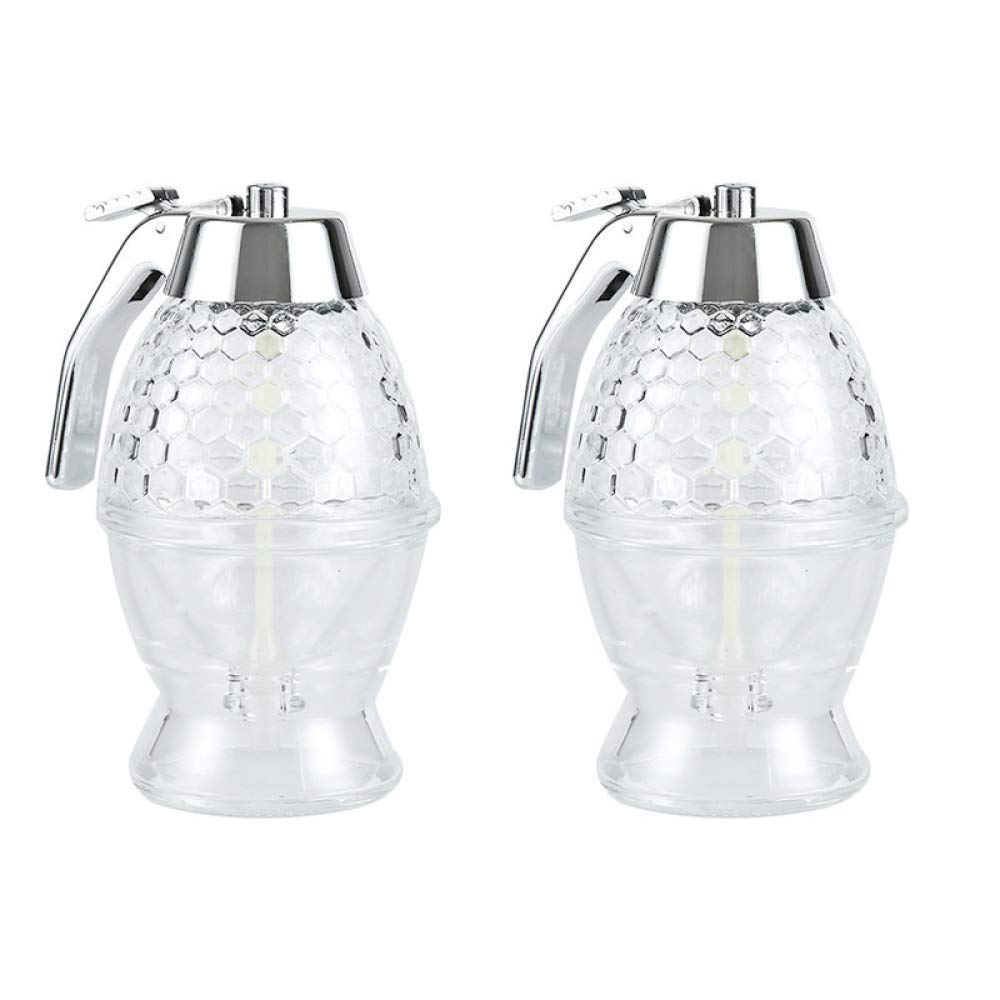 Honigspender, Sirupzuckerbehälter mit Ständer, Honigkammförmiger Honigtopf, Press-Honig-Clepsydra-2PCS
