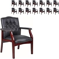 Vista 13 de Pemberly Row Silla de invitados tradicional de piel sintética en color negro