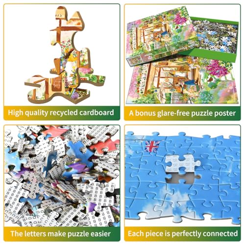 Puzzle de 1000 piezas para adultos - Escenario floral premium "Warm Flower Shop" para aliviar estrés, juego solo o en familia miniatura 2