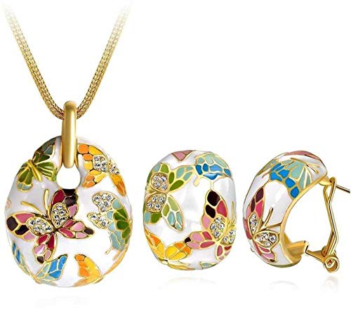 Sukkhi Crystals from Swarovski Platinum Plated Butterfly Pendant Set for Women and Girls (PS81102)