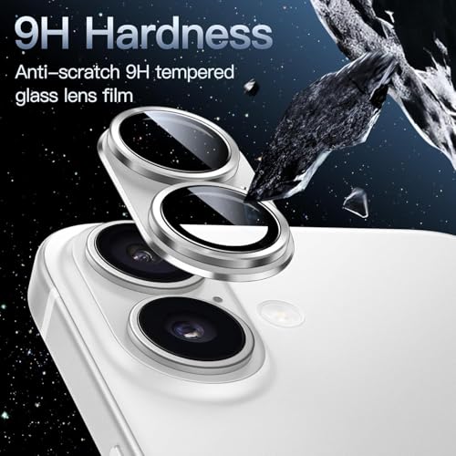 Image of Choiche Camera Lens Protector for iPhone 17 6.3-Inch, Full Coverage 9H Tempered Glass Ring Cover, Matte Metal Plate, Case Friendly, 1-Pack (SILVER)