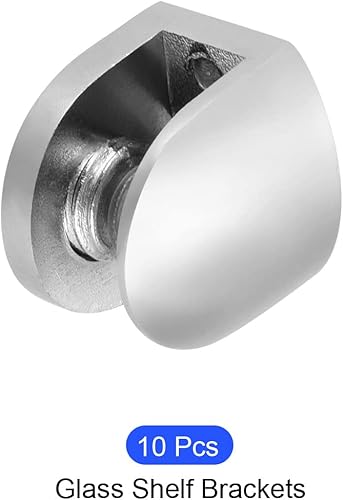 Miniatura 5 de METALLIXITY Soporte de estante de vidrio (para 0.197-0.315 in de grosor), 10 unidades, clips de vidrio ajustables de aleación de zinc, soporte de