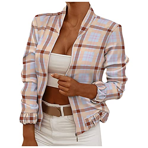 QHDDP Damenwesten Karierte Jacken Weste Damen Strick Teddy Mantel Beige...