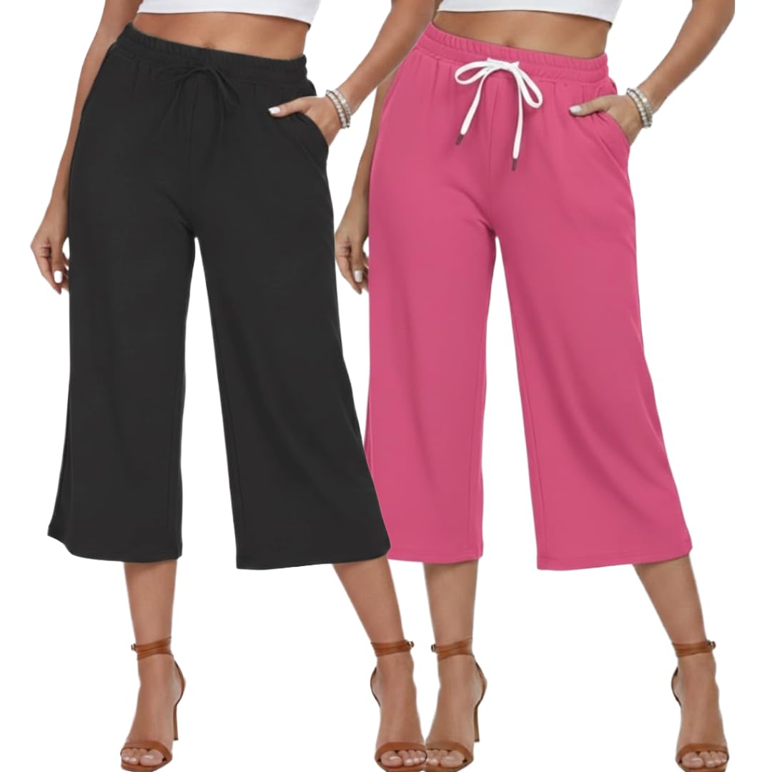 diaz Women Cotton Stretchable Capri | Slim/Regular Fit | Breathable Yoga, Gym & Lounge Wear | High-Waist Stretchable 3/4 Length Leggings|Capri Pants for Womens – Pack of 2-picture-36