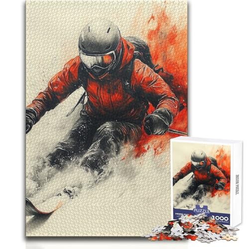 Rompecabezas de 1000 piezas para adultos de esquiador en movimiento y 38x52 cm