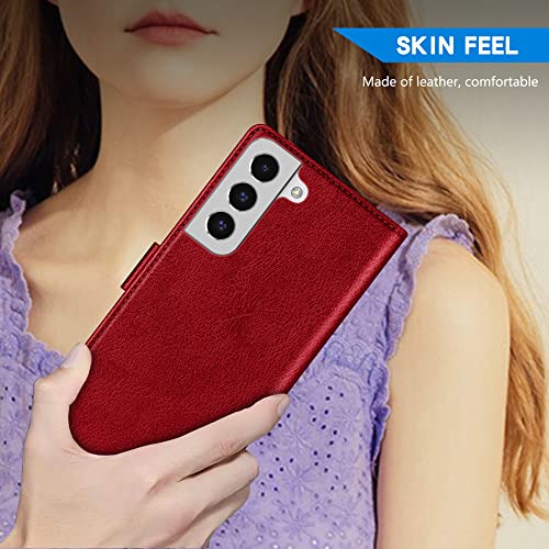 ZZXX for Galaxy S22 Plus Wallet Case Magnetic Closure 6.6 inch,Red - image 6