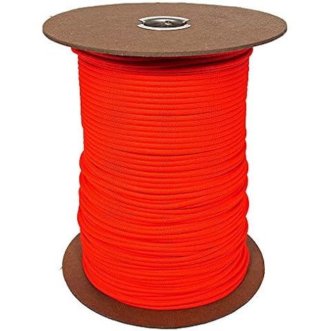 1000’ Foot Spool Neon Orange Parachute Cord 7-Strand Core 550 Cord Cover