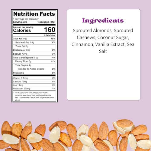 Image of Daily Crunch Sprouted Almonds, Cinnamon Churro, 1.2oz Snack Pack, 8 Ct