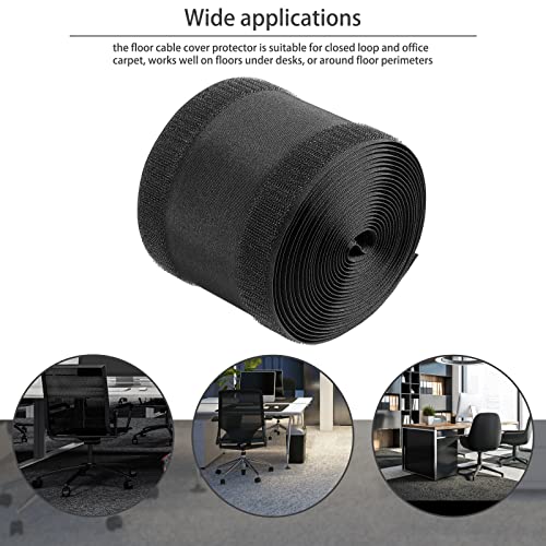 Cubierta para cables de piso Syhood, 2,8 pulgadas x 10 pies, color negro | Diseño adhesivo con velcro, protector de cables para alfombra, gestión de cables en piso, previene tropiezos, ideal para oficinas con alfombra miniatura 7