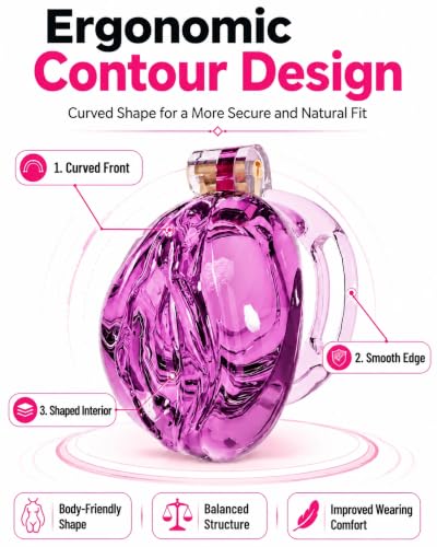 Image of Flat Chastity Cage Sissy Silicone Soft Realistic Vagina (Seethrough Purple) | DINGYAN Vulva Soft TPE Material Micro Chastity Device Breathable Penis Cock Cage Invisible Anti Erection BDSM Slave Training