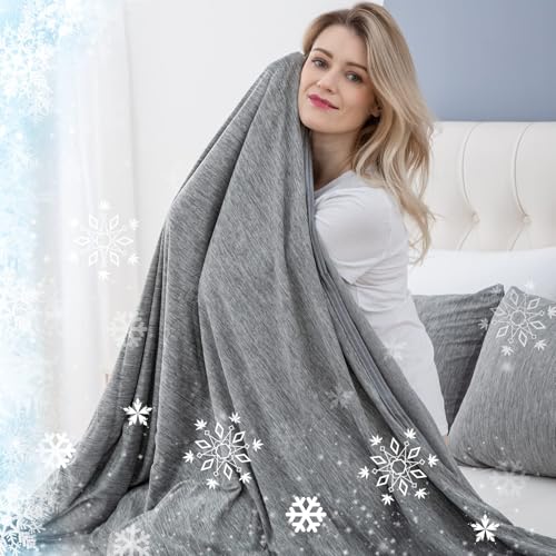 Image of CHOSHOME Cooling Blanket for Hot Sleepers Lightweight Summer Cold Thin Blankets for Sleeping, Hot Flashes Night Sweats, Soft Blanket for Bed, California King 96 inch x 102 inch, Grey