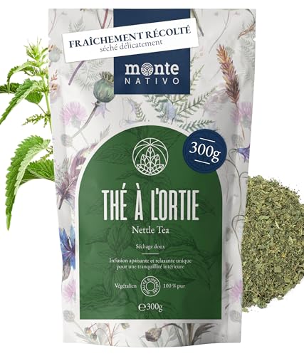 Thé d'Ortie (300g) Monte Nativo - Ortie Tisane - Infusion de matière végétale - Divers ingrédients et riche en vitamines - Feuilles d'Ortie séchées