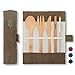 Posate bambu|Oliva|Posate biodegradabili | Set Posate da viaggio | Coltello, Forchetta, Cucchiaio e Cannuccia | Servizio Posate in legno |Posate da campeggio con borsa viaggio | 20 cm | Bambaw