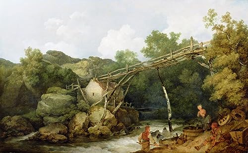 Lienzo decorativo Una vista cerca de Matlock por De Loutherbourg para pared de dormitorio, 60x90cm 1