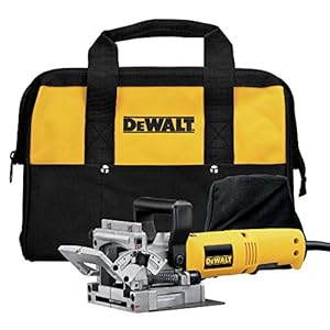 Dewalt 600 Watt lamellenfrees DW682K (voor het maken van platte pluggen in hout en houtmateriaal, max. freesdiepte: 20 mm, max. freesø: 102 mm, 4 mm groeffrees, spaanopvangzak, koffer)