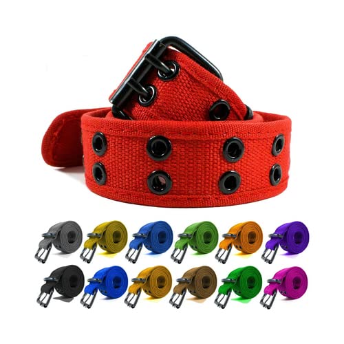 Casual Unisex Cotton Canvas Belt - Double Hole Grommet Web Belt for Men and Women -3 Pack4