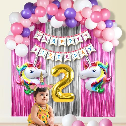 Image of Party Propz Unicorn Theme Birthday Decorations Items- 38Pcs Birthday Decorations kit for Girls | Kids Birthday Decorations | 2nd Birthday Decoration Items | Unicorn Decorations For Girl Birthday