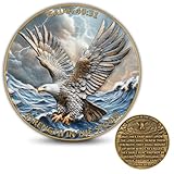 Christian Challenge Coin - Strength in The Storm - Eagle Bible Verse Collectible Prayer Coin, Isaiah 40:31 Faith Pocket Gift with Clear Acrylic Case