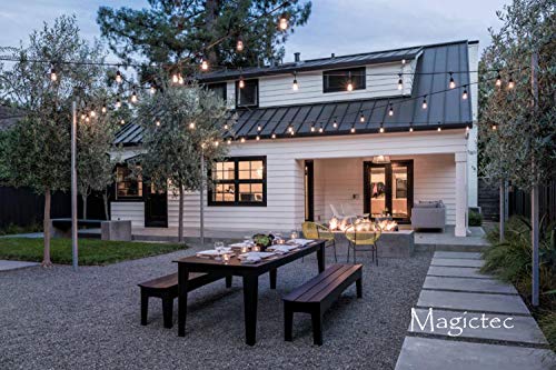 Magictec Led Shatterproof String Lights Commercial Grade With 15 Hanging Sockets 48 Ft Black Outdoor Weatherproof Cord Strand For Patio Garden Porch Backyard Bistro Gazebo Party Deck Yard, 2 Pack #TOP4