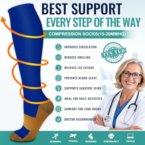 Image of 3 Pack Medical Compression Sock-Compression Sock For Women and Men Circulation -Best for Running,Nursing,Athletic Sports