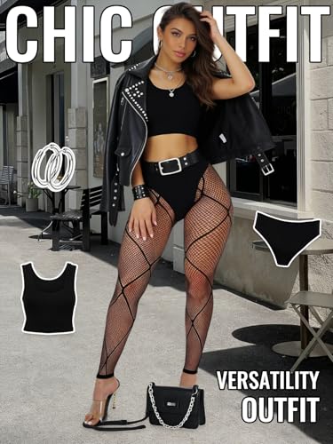 Image of Buitifo Women Sexy Tights Fishnet Opening Leggings Lingerie Pants | Stripe Pantihose Sheer Mesh Bikini Cover Up Cute for Outfits One Size